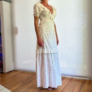 Cream floral long day dress